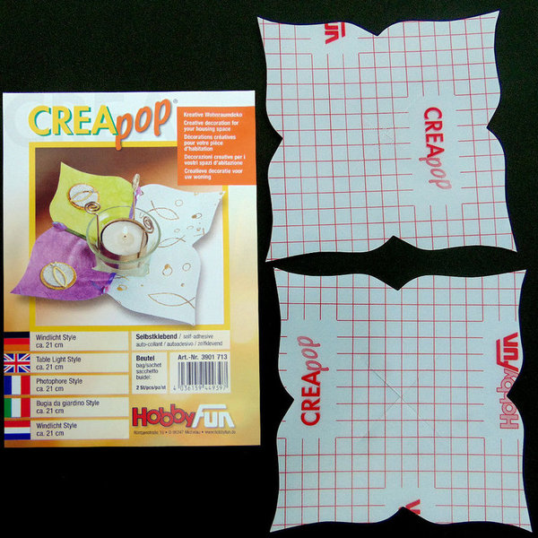 CREApop® Windlicht - Folie (selbstklebend) - Style, ca. 21 cm, 2 Stück