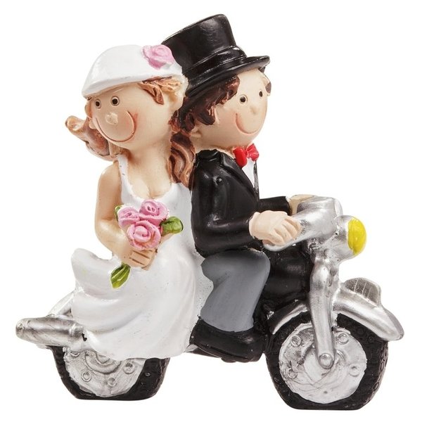CREApop® Hochzeitspaar mit Motorrad, 6 x 5cm