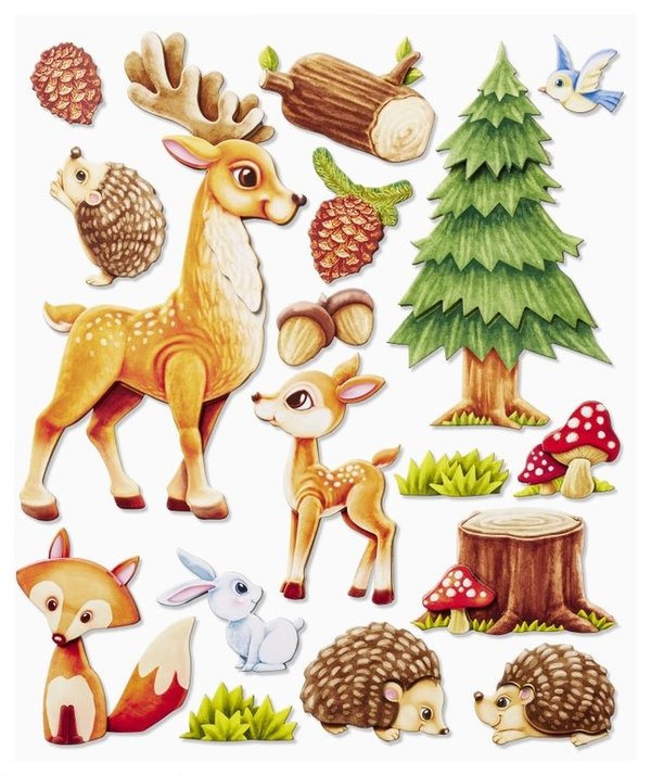 XXL-3D Sticker Tiere in Wald und Wiese