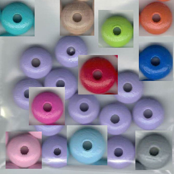Schnulli-Holzlinse 10 x 5 mm, rund, 15 Stück, verschiedene Farben