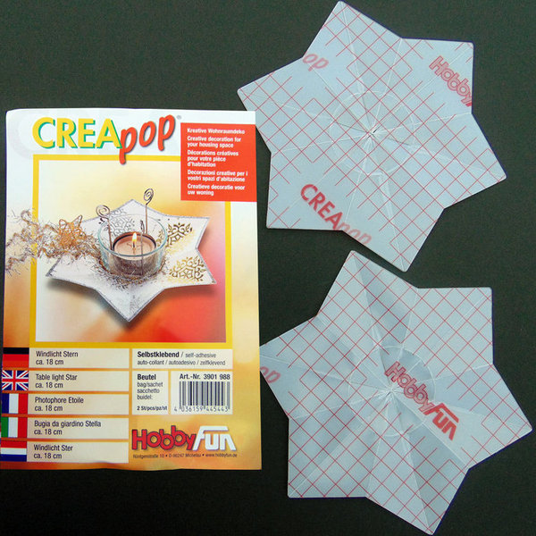 CREApop® Windlicht - Folie (selbstklebend) - Stern - 2 Stück, ca. 18 cm