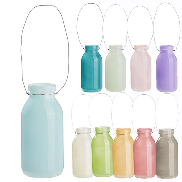 CREApop Deko-Flasche 10,5 x 4,8 x 3 cm, farbig, Metalldraht-Henkel