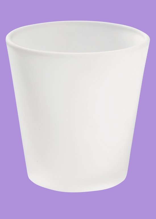 Teelichtglas gefrostet, 6,6 x 4,5 x 6,3 cm
