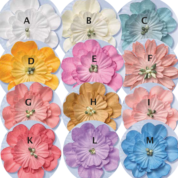 FLORELLA-Blüten aus Maulbeer-Papier, 2 - 5 cm, verschiedene Farben, 5 Stück