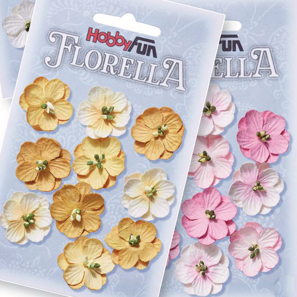 FLORELLA-Blüten aus Maulbeer-Papier, 2,5 cm, verschiedene Farben, 10 Stück
