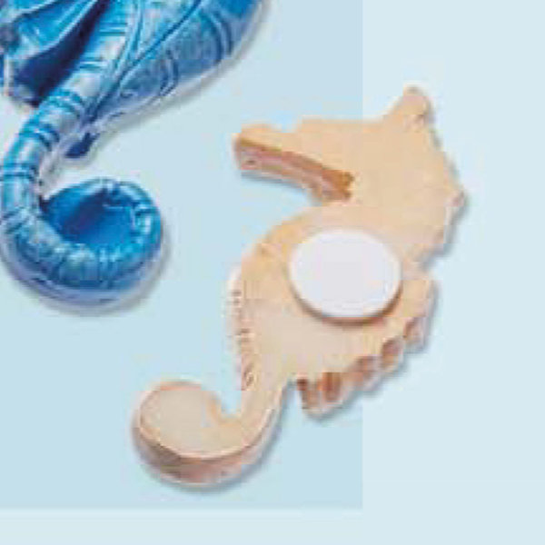 Seepferdchen ca. 5cm, natur od. blau, m. Klebepunkt, 2 Stück