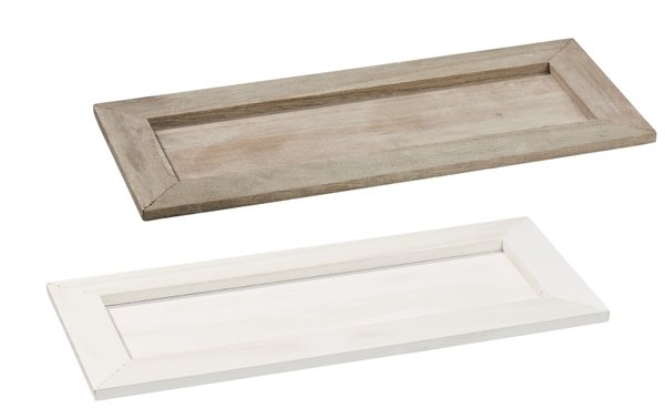 Holztablett Basic 35 x 16 x 3cm, weiss oder grau
