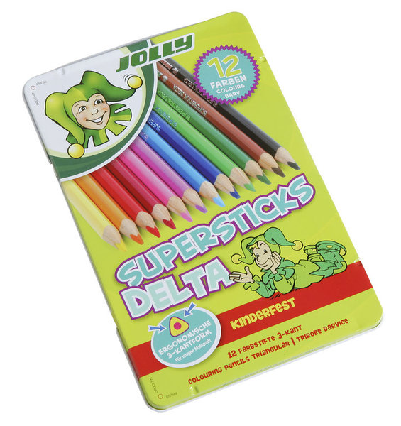 JOLLY Supersticks DELTA 12 Farben, 3-kant - optional mit Namen des Kindes