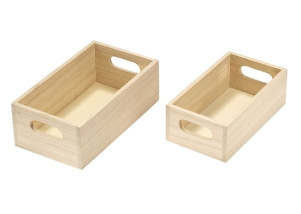 Holz-Boxen 2er Set - 18,5x10,5x6,8 cm und 16x9x5,6 cm
