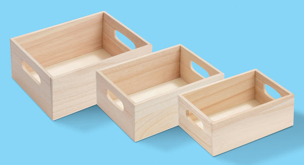 Holz-Kisten, 3er Set, 20, 18 und 16 cm