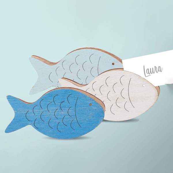Deko-Fisch m. Klammer ca. 10,5 cm, weiß, hellblau oder blau