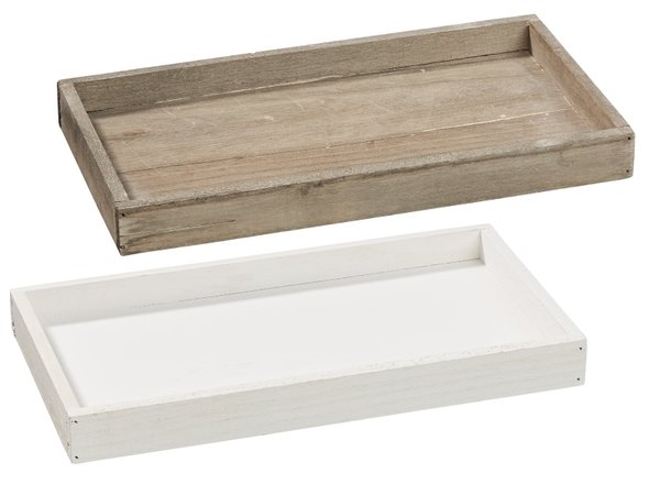 Holztablett Basic 30 x 16 x 3 cm, weiß oder grau