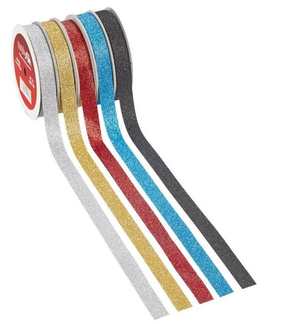 Glitzer-Band 15 mm breit, farbig